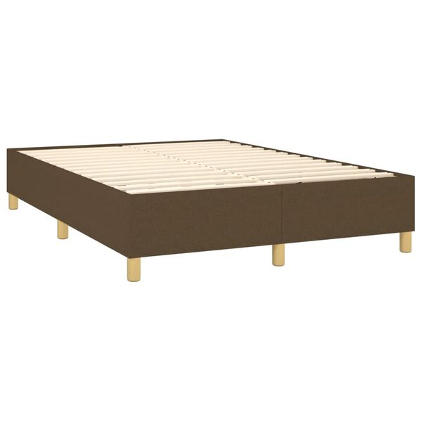 vidaXL Cama box spring con colch&oacute;n tela marr&oacute;n oscuro 140x200 cm