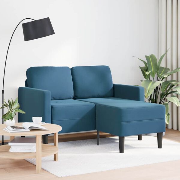 vidaXL Sof&aacute; 2 plazas con chaise longue en forma L azul 125 cm