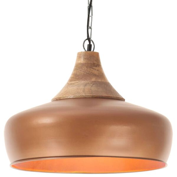 vidaXL L&aacute;mpara colgante industrial hierro cobre y madera 35 cm E27