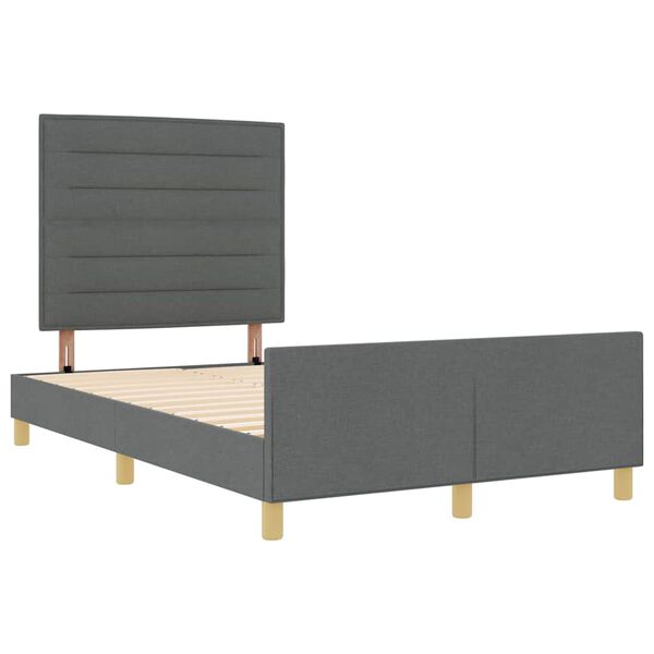 vidaXL Estructura de cama con cabecera Gris oscuro 140 x 190 cm tela