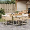 vidaXL Set comedor de jard&iacute;n 9 pzas con cojines rat&aacute;n sint&eacute;tico beige