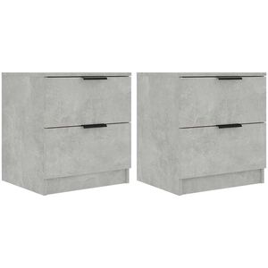 vidaXL Mesita de noche 2 uds madera contrachapada gris hormig&oacute;n