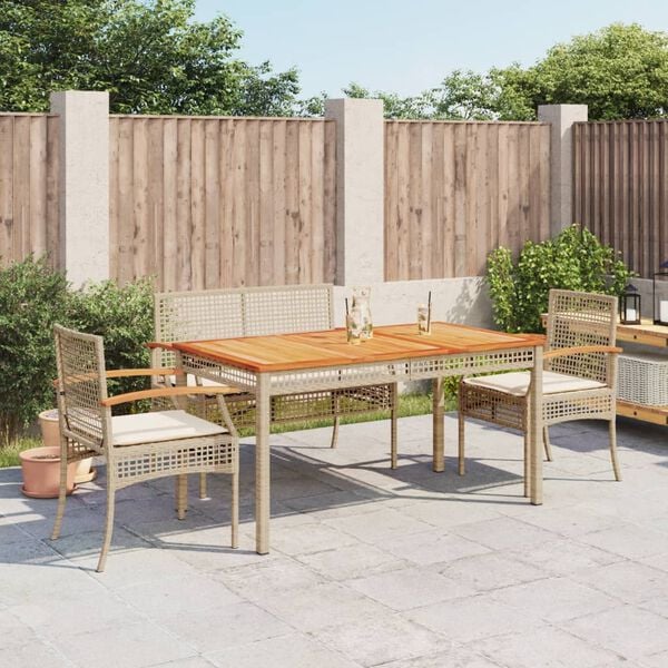 vidaXL Set comedor de jard&iacute;n 3 pzas con cojines rat&aacute;n sint&eacute;tico beige