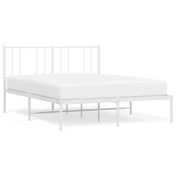 vidaXL Estructura cama sin colch&oacute;n con cabecero metal blanco 135x190cm