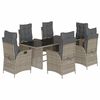vidaXL Set comedor jard&iacute;n 7 pzas y cojines rat&aacute;n sint&eacute;tico gris