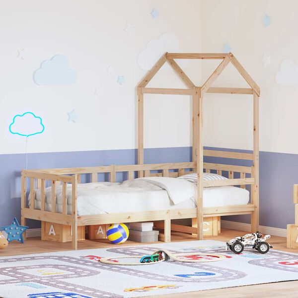 vidaXL Sof&aacute; cama con techo madera maciza de pino 90x190 cm