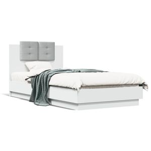 vidaXL Cama con cabecero madera de ingenier&iacute;a blanca 90x190 cm