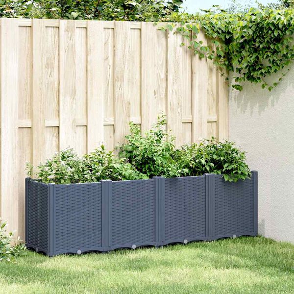 vidaXL Jardinera PP azul gris 160x40x53 cm