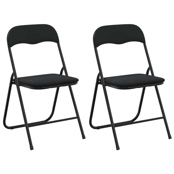 vidaXL Silla Plegable 2 pcs Negro 48 x 44 x 78 cm Terciopelo
