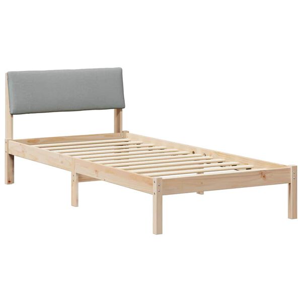vidaXL Estructura de cama con cabecera Marr&oacute;n y gris claro 90 x 190 cm
