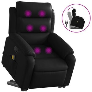 vidaXL Sill&oacute;n reclinable de masaje de pie cuero artificial negro