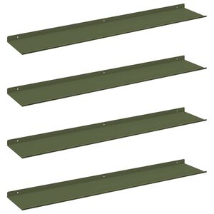 vidaXL Estante flotante 4 pcs Verde Oliva 100 x 18 x 2,5 cm Acero
