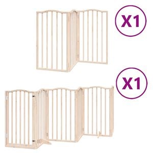 vidaXL Puerta para perros plegable 9 paneles madera de &aacute;lamo 450 cm