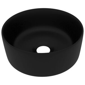 vidaXL Lavabo de lujo redondo cer&aacute;mica negro mate 40x15 cm