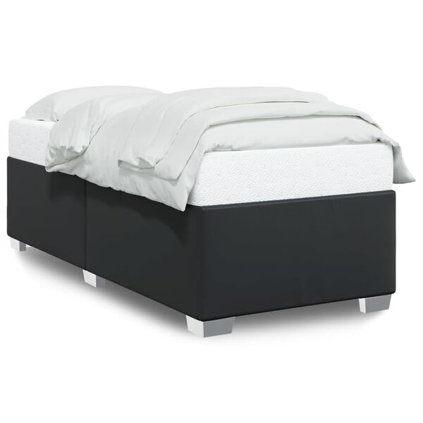 vidaXL Estructura de cama sin colch&oacute;n cuero sint&eacute;tico negro 90x200 cm