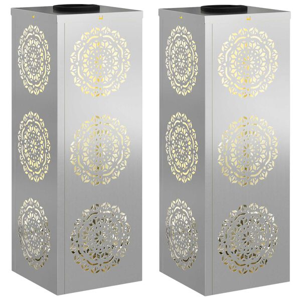 vidaXL Luz de camino LED solar 2 pcs Galvanizado Galvanizado