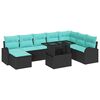 vidaXL Conjunto de sof&aacute; de jard&iacute;n 9 uds. Negro Polirat&aacute;n
