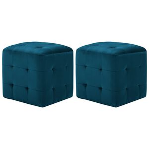 vidaXL Puf 2 unidades terciopelo azul 30x30x30 cm
