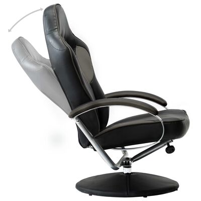 vidaXL Silla de oficina reclinable con reposapiés cuero sintético gris