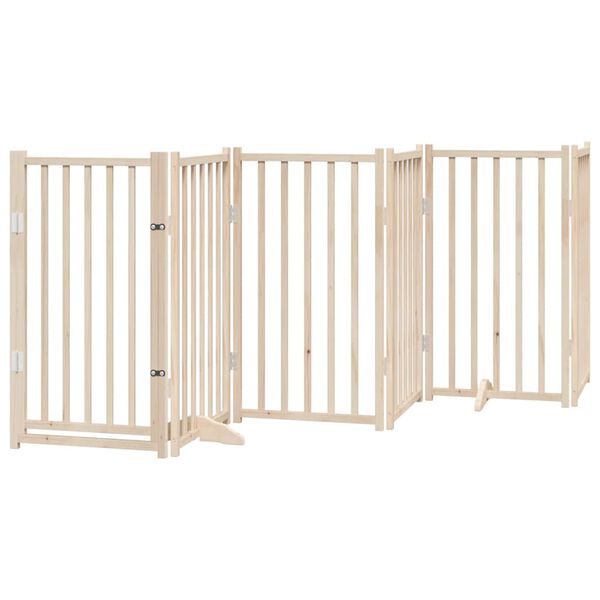 vidaXL Puerta para perros plegable 9 paneles madera de &aacute;lamo 450 cm