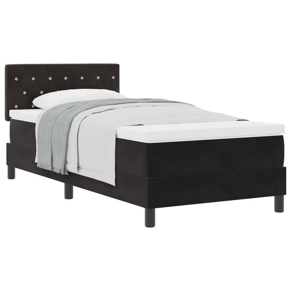 vidaXL Cama tipo Box Spring con colch&oacute;n Negro 100 x 200 cm Terciopelo