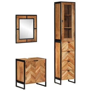 vidaXL Conjunto de muebles ba&ntilde;o 3 pzas madera maciza acacia y hierro