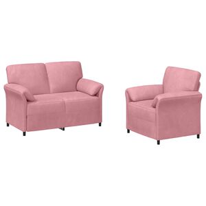 vidaXL Juego de Sof&aacute; 2 uds. Rosa Terciopelo