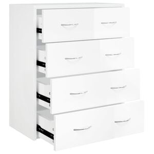 vidaXL Aparador con 4 cajones blanco brillante 60x30,5x71 cm