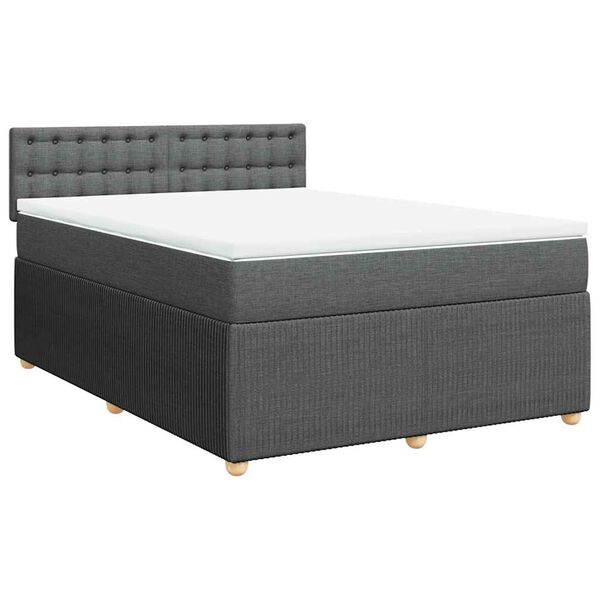 vidaXL Cama box spring con colch&oacute;n tela gris oscuro 160x200 cm