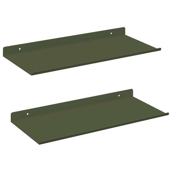 vidaXL Estante flotante 2 pcs Verde Oliva 40 x 18 x 2,5 cm Acero