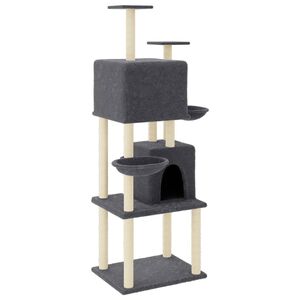 vidaXL Rascador para gatos con postes de sisal gris oscuro 180 cm
