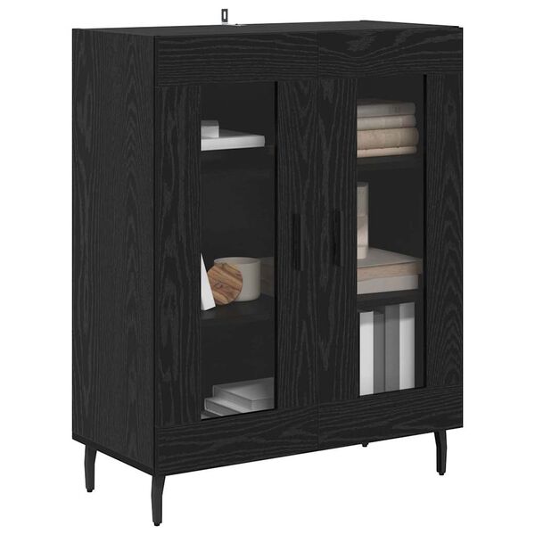 vidaXL Vitrina Roble Negro 69,5 x 34 x 90 cm Madera contrachapada