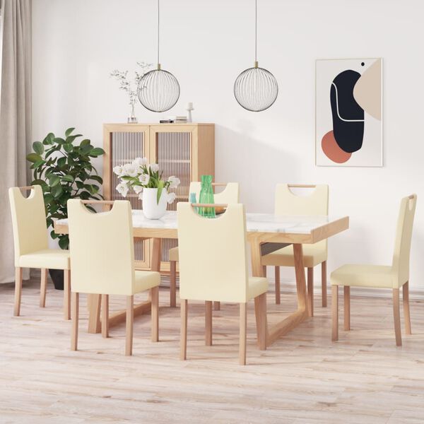 vidaXL Sillas de comedor 6 unidades cuero sint&eacute;tico color crema