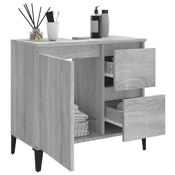 vidaXL Armario de ba&ntilde;o madera contrachapada gris Sonoma 65x33x60 cm