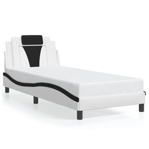 vidaXL Estructura de cama Viana sin colch&oacute;n cuero sint&eacute;tico blanco y negro
