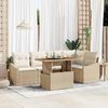 vidaXL Conjunto de sof&aacute; de jard&iacute;n 6 pcs Beige Polirat&aacute;n