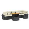 vidaXL Set de comedor de jard&iacute;n 7 pzas y cojines rat&aacute;n sint&eacute;tico negro