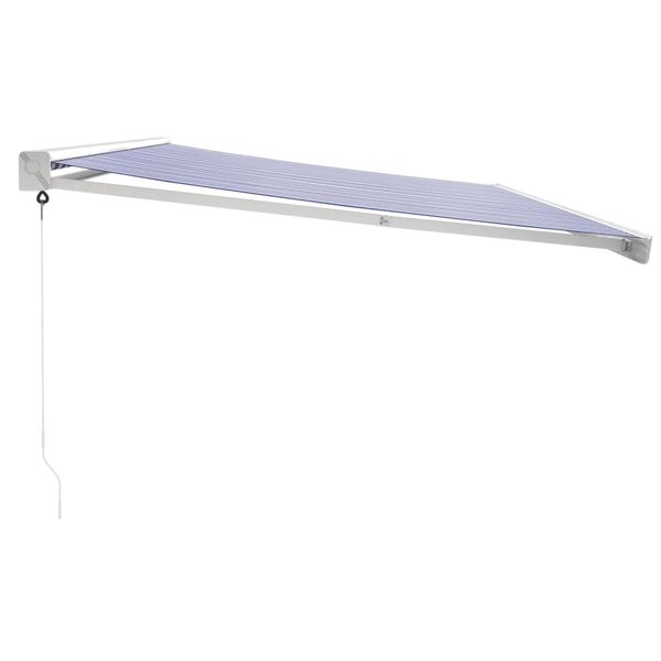 vidaXL Toldo retr&aacute;ctil aluminio y tela azul y blanco 5x3 m