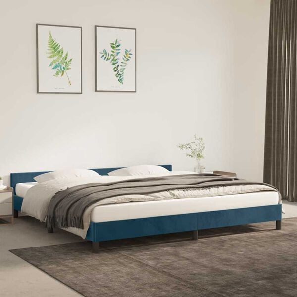 vidaXL Estructura cama sin colch&oacute;n terciopelo azul oscuro 200x200 cm