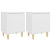 vidaXL Mesitas de noche 2 uds patas madera maciza blanca 40x30x50 cm