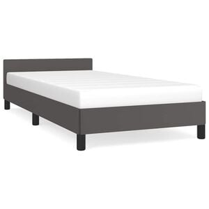 vidaXL Estructura de cama con cabecero sin colch&oacute;n gris 90x200 cm