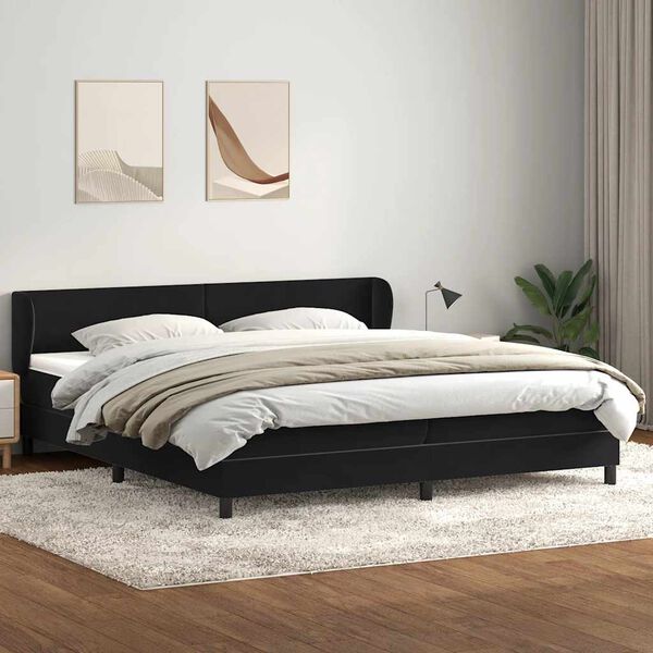 vidaXL Cama box spring con colchones terciopelo negro 200x210 cm