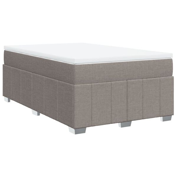 vidaXL Cama box spring con colch&oacute;n tela gris taupe 120x190 cm