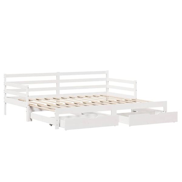 vidaXL Sof&aacute; cama nido con cajones sin colch&oacute;n blanco 90x200 cm
