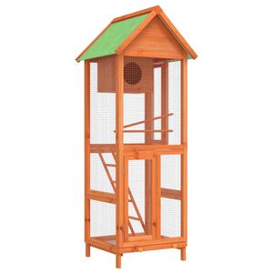 vidaXL Casita para p&aacute;jaros madera maciza pino marr&oacute;n 60x58,5x160 cm