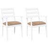 vidaXL Sillas de comedor con cojines, 2 unidades, blancas, madera maciza, caucho