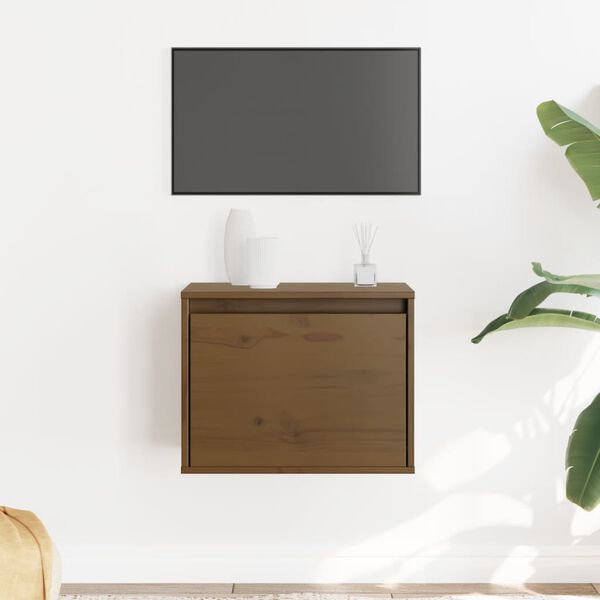 vidaXL Armario de pared madera maciza de pino marr&oacute;n miel 45x30x35 cm