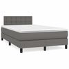 vidaXL Cama box spring con colch&oacute;n cuero sint&eacute;tico gris 120x200 cm