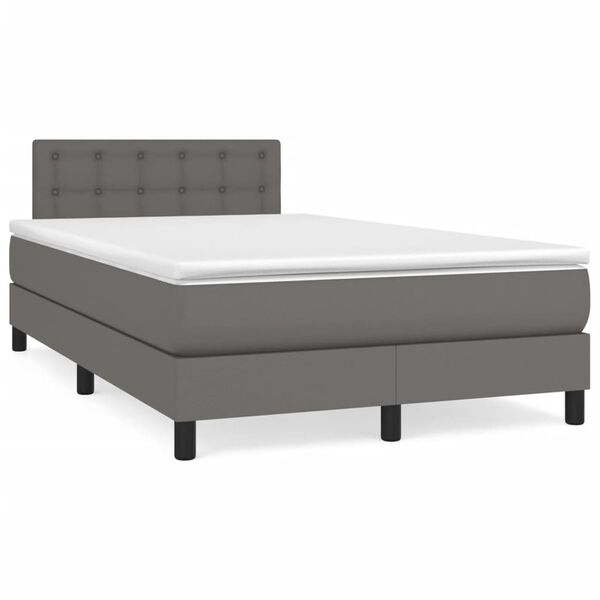 vidaXL Cama box spring con colch&oacute;n cuero sint&eacute;tico gris 120x200 cm