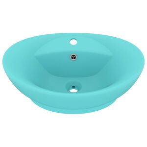 vidaXL Lavabo lujoso con rebosadero cer&aacute;mica verde claro 58,5x39cm